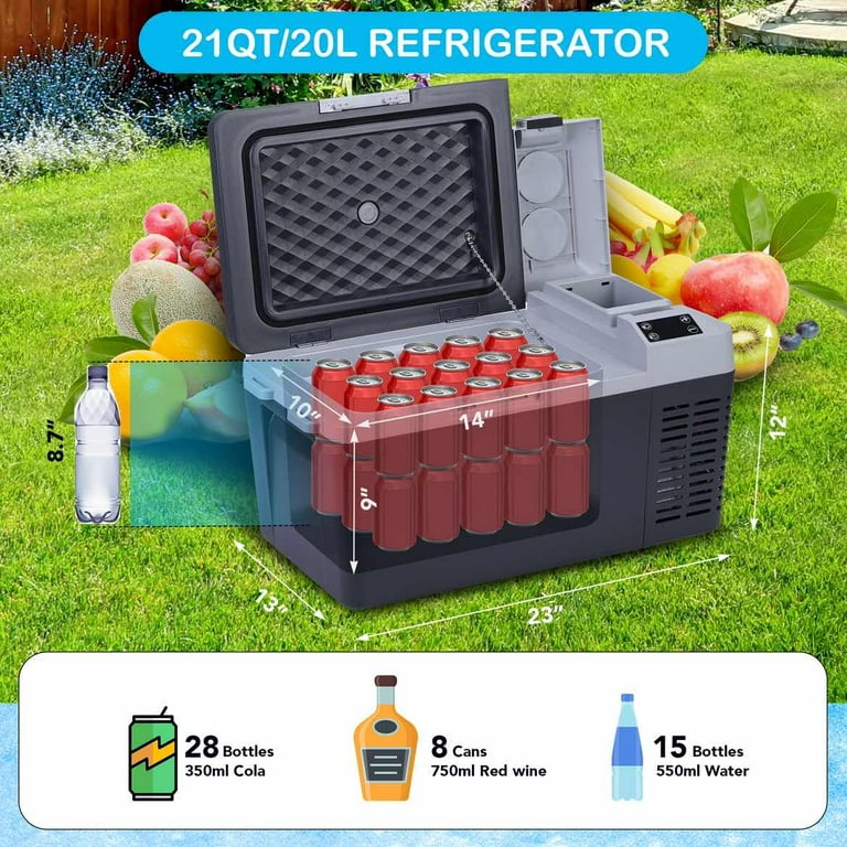 WhizMax 12 Volt Car Refrigerator, 21 Quart/20L Car Fridge Electric Cooler,  Refrigerator for Car -7.6℉~50℉ Temperature Range, Protable refrigerator for  Camping,Travel,RV,Truck,Car,Home 