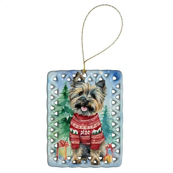 Carolines Treasures DAC3401CO2 3.4 x 2.6 in. Cairn Terrier Christmas Porcelain Ornament