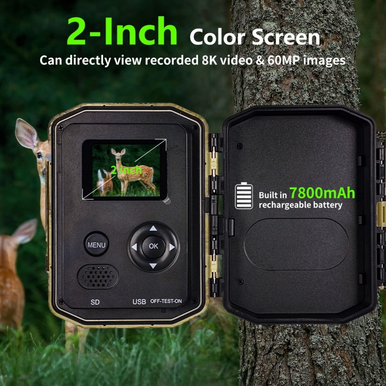 WiFi Trail Camera with Solar Panel, Motion Activated Game Camera with Infrared Night Vision, High Resolution Wildlife Camera with Rechargeable Battery & IP66 Waterproof