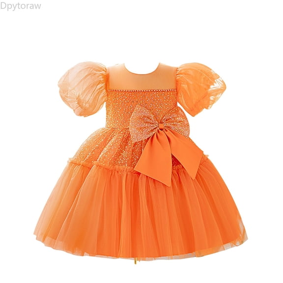 Dpytoraw Girls Dresses For Sparkly Sleeve Dress With Bow Detail For Toddler Kids 3 8 Years Old Girls Tulle Dresses Size 3-4 Years