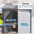 thumbnail image 2 of AECOJOY 8' x 8' Lean to Gazebo with Netting and Curtain Outdoor Hardtop Gazebo Aluminum Metal Pergola ​For Garden, Patio, Backyard-​Dark ​Gray, 2 of 7