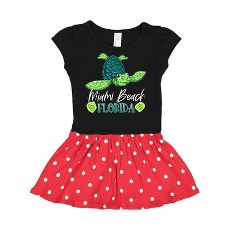 

Inktastic Miami Beach Florida Happy Sea Turtle Gift Toddler Girl Dress