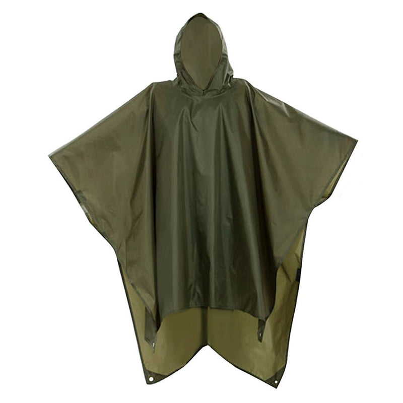 Rain Poncho 3 in 1 Multifunctional Portable Raincoat with Hood Camping Mat 