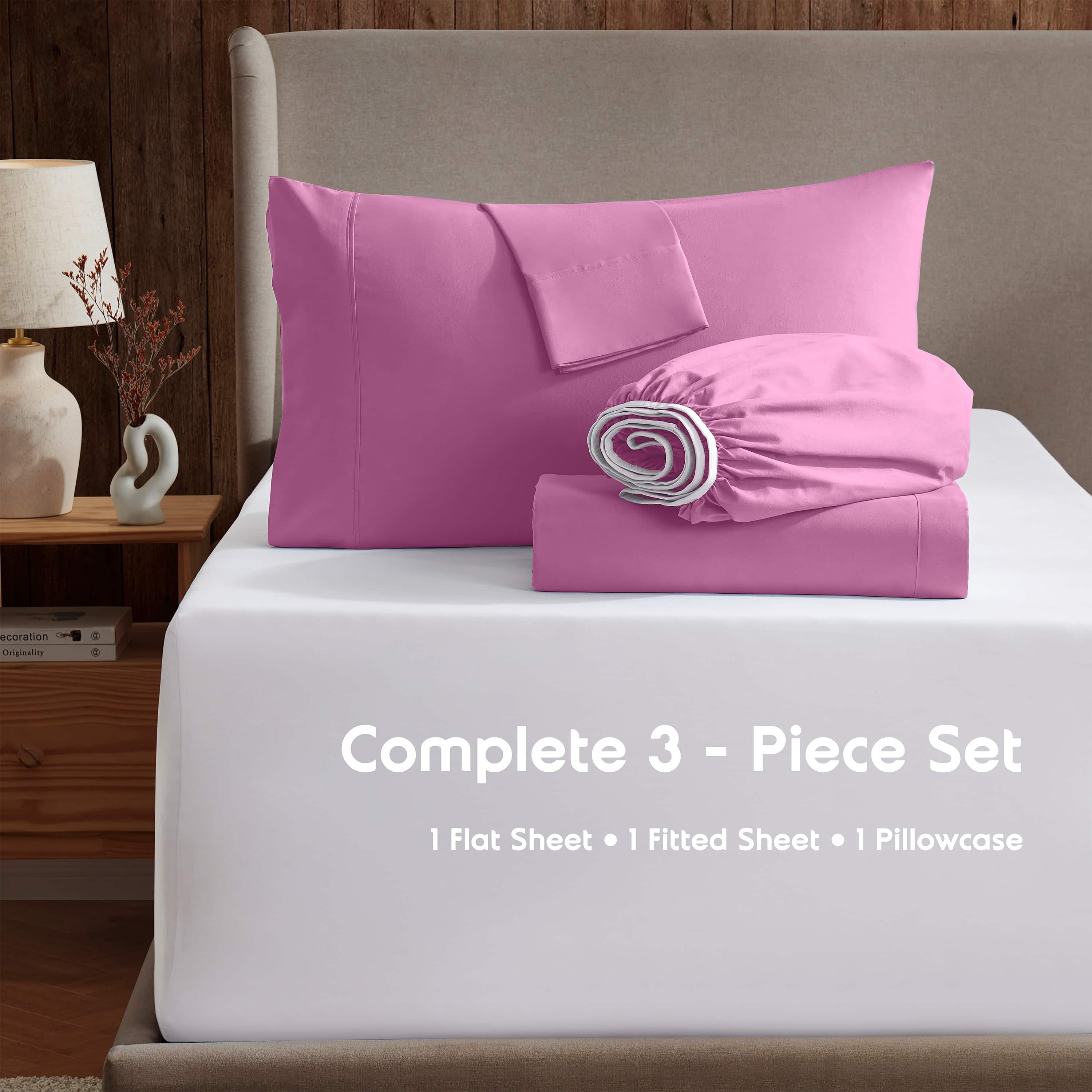 LammaLoe Extra Deep Pocket Twin Xl Sheets Set, 3 Piece, Fits 18"-24" Mattress, Breathable & Extra Soft Bed Sheets, Light Pink