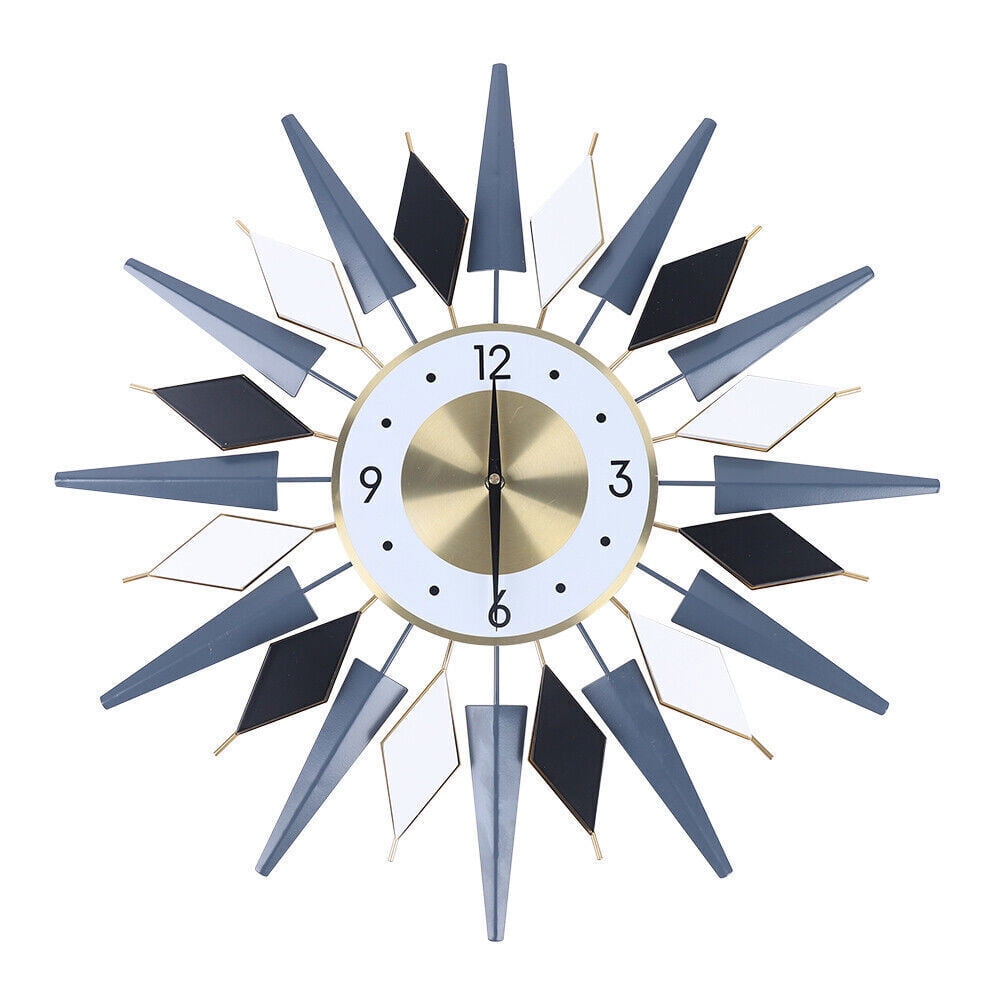 Denest Mid Century Wall Clock Large Silent Metal Starburst Wall Clock for Living Room