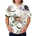 thumbnail image 2 of Domuza Mens Spooky Halloween Printed Scrub T-Shirt Spider Pattern Casual Short Sleeve V Neck Shirts Trendy Comfy Funny Medical Top with 3 Pocket White XL, 2 of 6