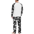 thumbnail image 5 of Men's Halloween Pajama Set Long Sleeve Raglan Soft Cotton Loungewear with Letter Top & Full Length Pants for Home Night White L, 5 of 5