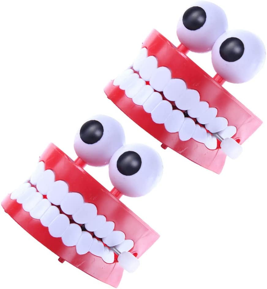 2-Chattering Chomping Wind Up TOY Walking Teeth 