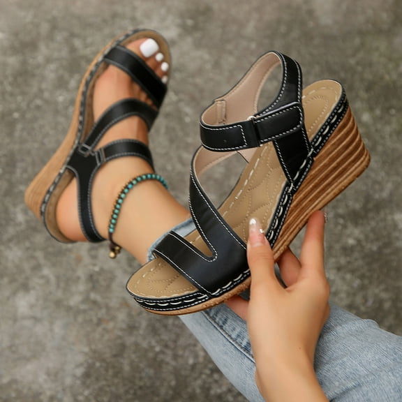 Wowcloth Fashionable Wrap Strap Wedge Sandals for Women – Comfortable Slip-On with Breathable Comfort for Casual Everyday Wear