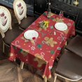 thumbnail image 2 of Red Christmas Gingerbread Man Pattern Rectangle Tablecloth 60"x120",Waterproof Polyester Rectangle Table Cloth, Wipeable Spillproof Polyester Tablecloth for Dining, Camping, Indoor and Outdoor, 2 of 6