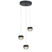 JoollySun Cluster Crystal Pendant Light: Modern 3 Globe Light Fixtures Ceiling Hanging for Kitchen Island Bathroom - Matte Black