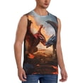 thumbnail image 2 of Xecao Lava Dragon Print Men's Tank Top: Sleek Sleeveless Tee for Casual Sports and Beach Occasions-Small, 2 of 7