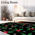 thumbnail image 2 of ODIKA 2'x3' Machine Washable Non-Slip Area Rug, Mistletoe Holly Berry Entrance Greeting Layered Arrangement High Traffic Rug with Pad, Black, 652899, 2 of 8