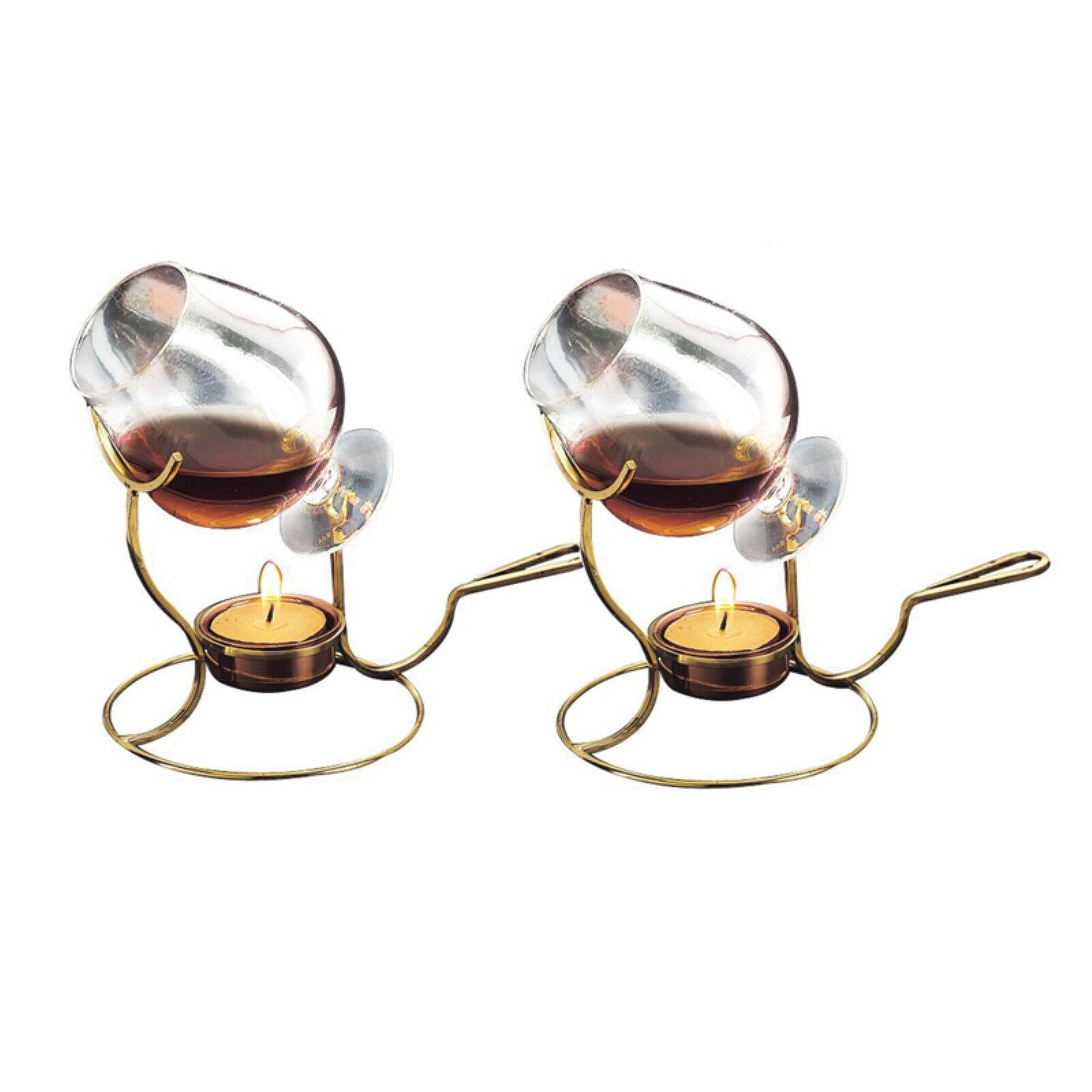 Brandy Cognac Bourbon Glass Warmer Tea Light Gentlemen Snifter Copper 2 Pack 