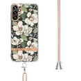 thumbnail image 2 of Flower Pattern Case for Samsung Galaxy A14 5G, Detachable Shoulder Strap Lanyard Crossbody Slim Lightweight Floral Cover with Soft Silicone Shockproof Drop Resistant Case,White Flower, 2 of 7