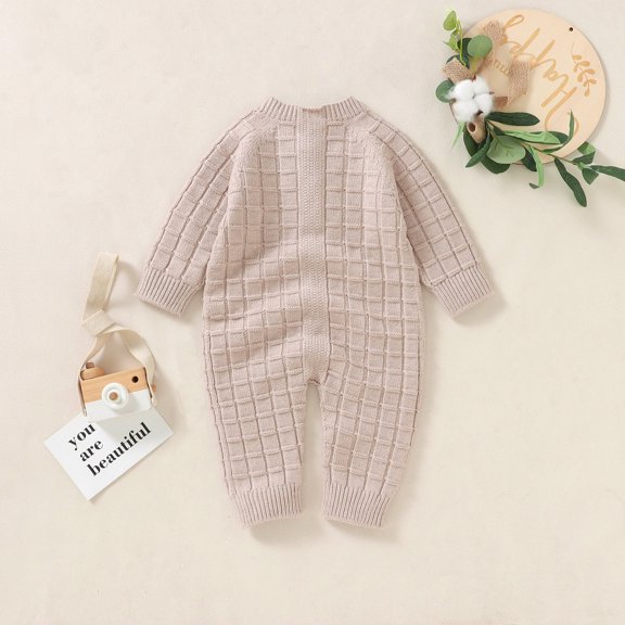 Vedolay Boy's 2023 Romper Boys Fashion Romper Winter Lace Long Sleeve Crewneck Casual Long Pants Jumpsuits,Khaki 0-3 Months