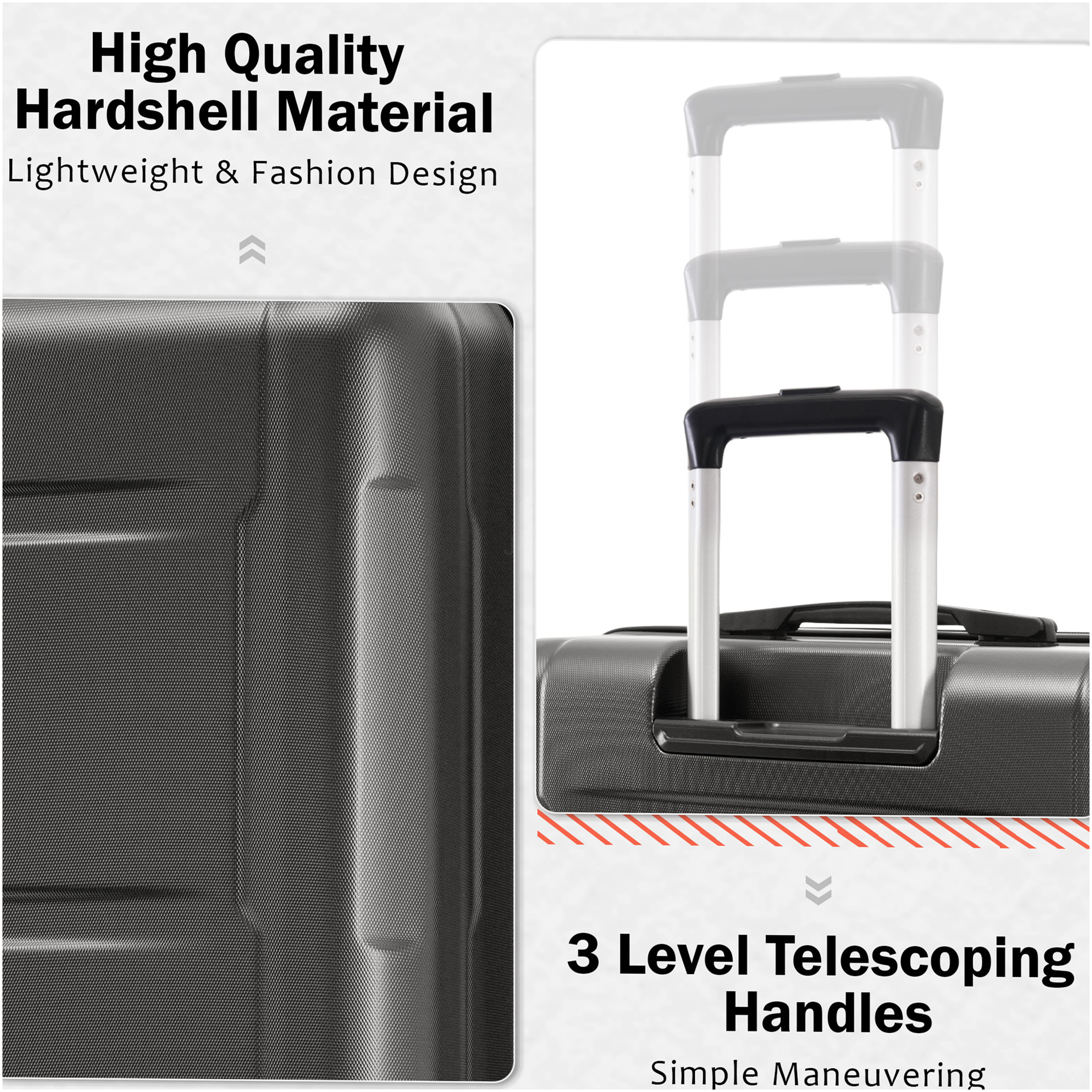 JERFIT 2-Piece Expandable Hard Shell Spinner Luggage Set, TSA Lock, Lightweight ABS Suitcases, 20" & 28" Carry On Check in, Dark Gray