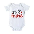 thumbnail image 3 of Baby Bodysuit Short Sleeve Girl Boys Girls Short Sleeve Valentine's Day Letter Print Romper Bodysuit for Children Clothes Black, 0-3 Months, 3 of 5