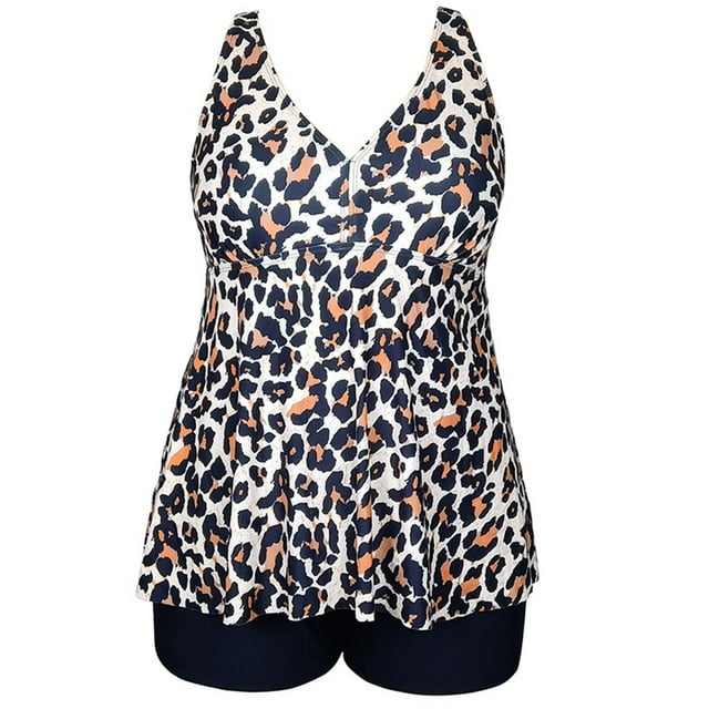 HAWEE Womens Plus Size Tankini Swimsuits with Shorts Two Piece Bathing Suit Floral Printed Swimwear