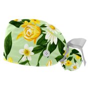 Rose floral daisy flowers leavesScrub caps women,Scrub cap men,Surgeon caps,For home,2 Packed