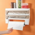 thumbnail image 2 of Amdohai 3 in 1 Kitchen Storage Rack Plastic Wrap Cling Film Foil Dispenser Film Storage Rack Cutter Paper Towel Holder Roll Paper Towel Rack, 2 of 8
