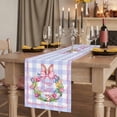 thumbnail image 2 of Happy Easter Table Runner, Rabbits Bows Spring Tulips Eggs Purple Plaid Cotton Linen Table Runners 120 Inches Long, Dresser Scarf Runner for Dining/Living Room/Kitchen/Square Tables 13''x120'', 2 of 9
