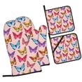 thumbnail image 2 of XMXT Waterproof Oven Mitts and Pot Holders Sets, Vintage Pink Colorful Butterfly Sets Kitchen Cooking Heat Resistant, 4 Pcs, 2 of 8
