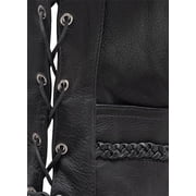 First Mfg Co - Trinity - Womens Motorcycle Biker Riding Black Leather Vest - Extra Large - Side Lacing