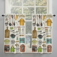 thumbnail image 2 of 84 Inch Long Tier Curtains for Kitchen, Cartoon Kitchen Utensils Pots and Pans Bathroom Window Curtains Rod Pocket Short Curtains Window Treatment Tiers for Living Room Farmhouse 2 Panels, 2 of 5