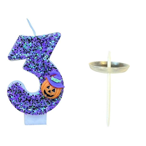 Velas de cumpleaños con temática de calabazas de Halloween, números y decoración para tarta de cumpleaños para niño y niña.