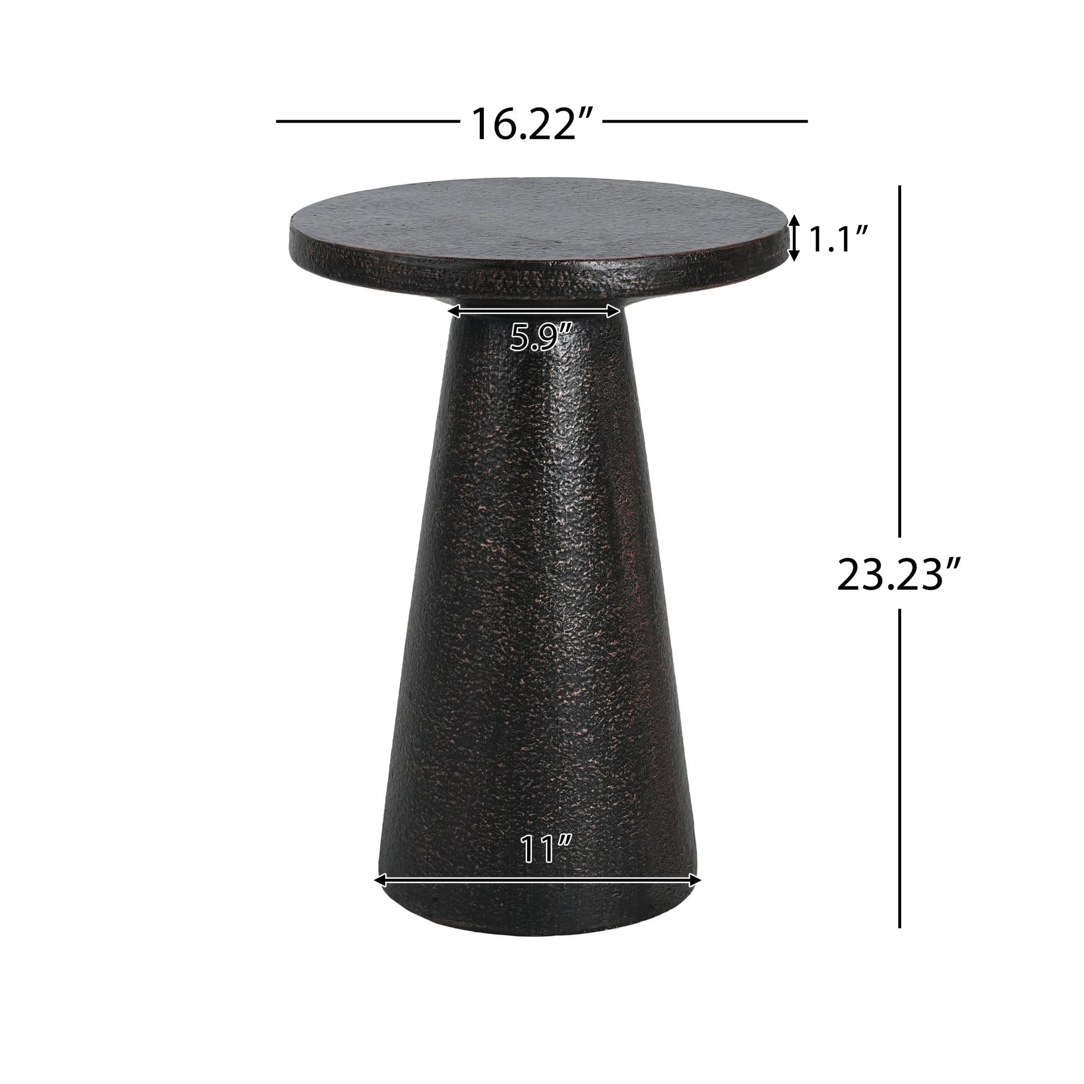 Christopher Knight Home Minimalist MGO Indoor Outdoor Accent Side Table, Weather-Resistant, Black