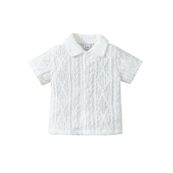 Kucnuzki 3T Toddler Boys Top 4T Toddler Boys Summer Clothes Solid Color Short Sleeves Shirt Top Button Down Shirt Top White 3-4 Years