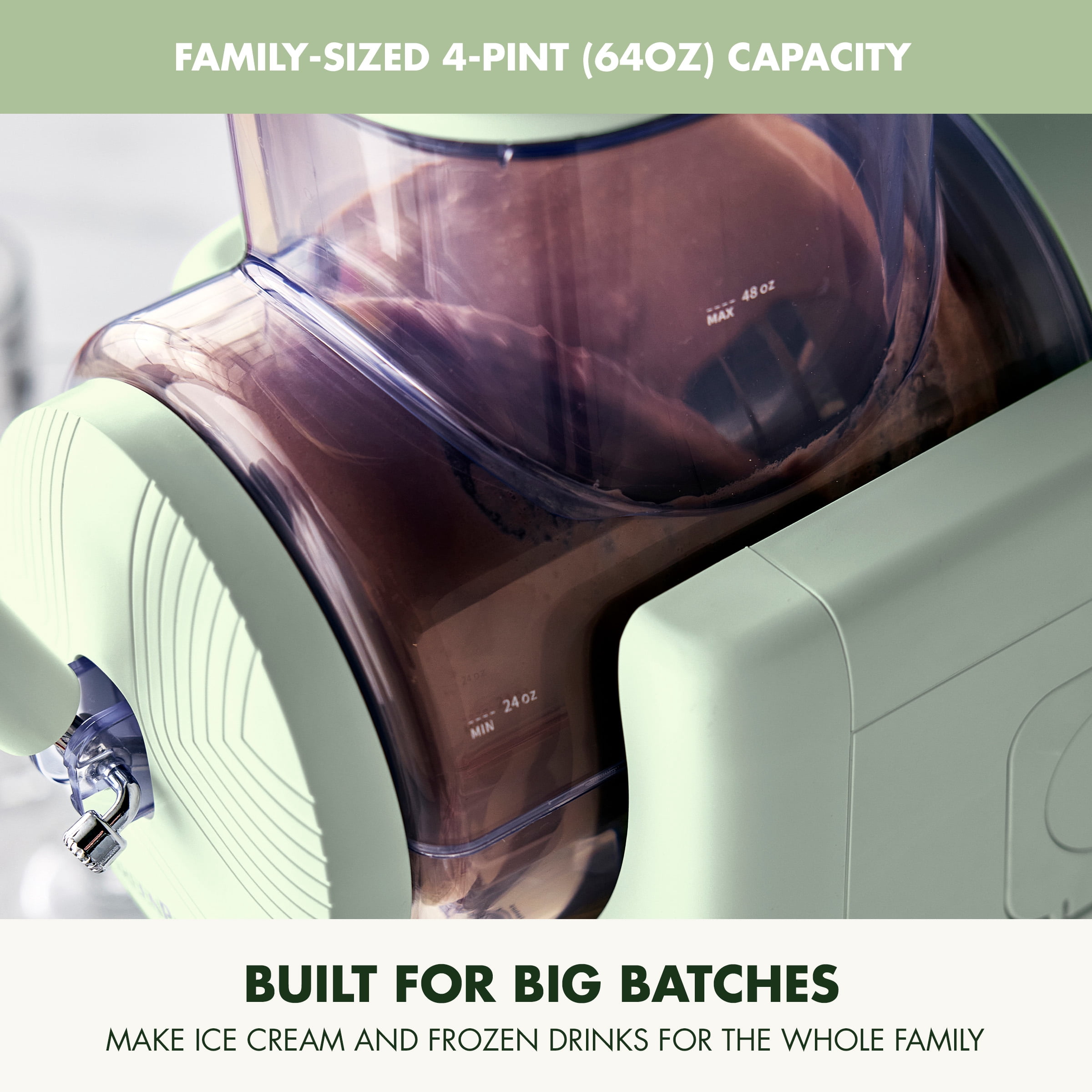GreenPan Frost 6 Mode, Ice Cream, Frozen Drink & Milkshake Maker, No Freezer Needed, Easy Clean Parts, Green