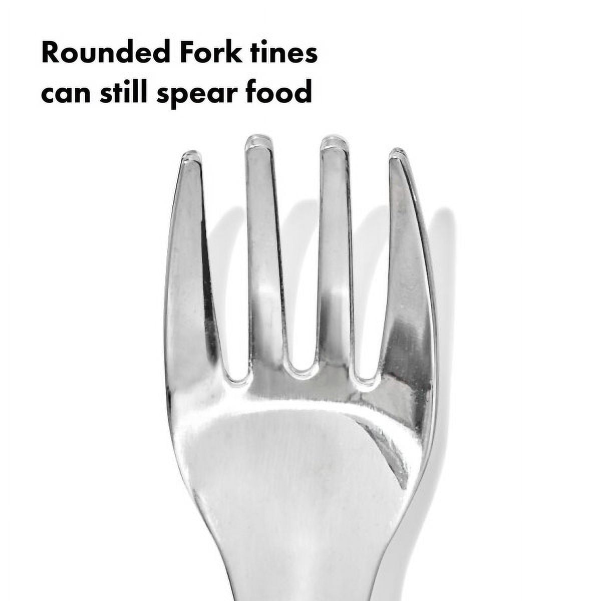 OXO Tot Toddler Travel Stainless Steel Fork and Spoon 2 Piece Set for 12+ Months, Blossom