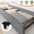 thumbnail image 4 of Full Size Bed Frame with 3 Storage Drawers Upholstered Bed Frame with 2-Tier Shelf Bed Frame with Headboard & Side Pockets,Gray, 4 of 8