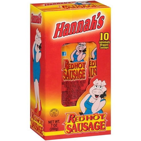 Hannah's Red Hot Sausage 7oz 10 Count Multipack Box