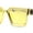 Gold - Yellow Mirror, variant on Showy Metallic Plastic Colorful Mirror Lens Rectangle Mob Horn Rim Sunglasses Blue Mirror