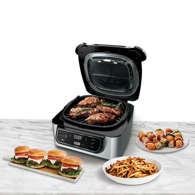 Ninja® 6-in-1 Non-Stick Indoor Grill/Air Grill w/ Air Fryer, Stainless  Steel, Black