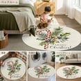 thumbnail image 6 of Candy Cane Area Rug, Merry Christmas Berry Leaf Winter Xmas Washable Large Circle Carpet, Non Slip Round Rug for Living Room/Bedroom/Dining Room/Home Office/Dorm, 6 of 9
