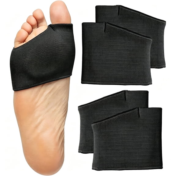 XIRQI Fabric Metatarsal Sleeve Gel Pads,Large,Black,4 Count for Foot Pain Relief Ball of Foot Cushion Comfortable Soft Shoe Insert Walking Running