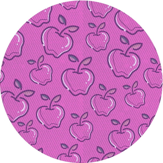 Ahgly Company Machine Washable Indoor Round Transitional Bright Neon Pink Purple Area Rugs, 7' Round