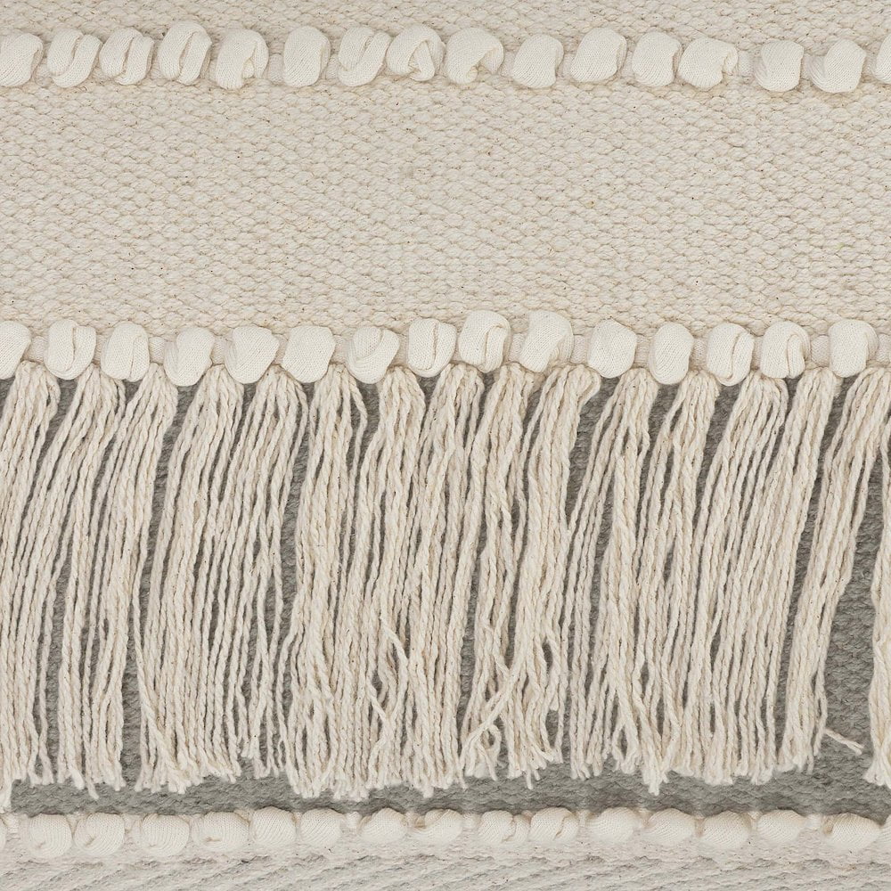 Harlow Hill Ivory/Gray Striped Bohemian/Eclectic Cotton Polyfilled Throw Pillow Set of 2, 20" x 20"
