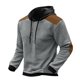 thumbnail image 1 of Sudadera con capucha para hombre, moda informal, deportiva, cuello alto, botones, patchwork, manga larga, jersey, sudadera, blusa, blusa para hombre, 1 of 5