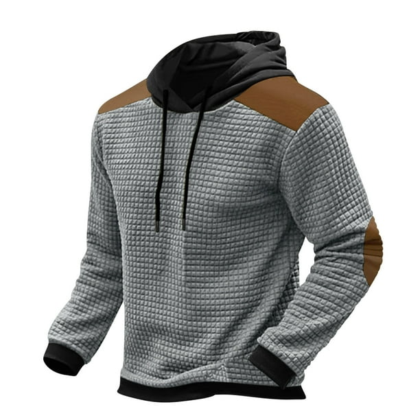 Sudadera con capucha para hombre, moda informal, deportiva, cuello alto, botones, patchwork, manga larga, jersey, sudadera, blusa, blusa para hombre