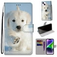 thumbnail image 1 of SaniMore for iPhone 14 6.1 "2022 PU Leather Case with Card Slots Detchable Lanyard Color Painting Luxury Pattern Flip Kickstand Shcokproof Wallet Case For iPhone 14 6.1 Inch 2022, Dog, 1 of 10