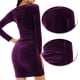 thumbnail image 3 of Vestido de cóctel con escote en V, manga larga, tubo de terciopelo plisado, 3 of 6