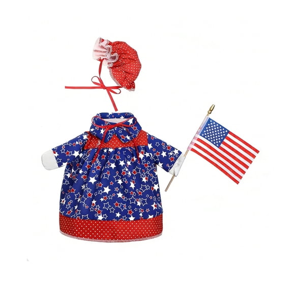 4th of July Porch Goose Costume Kit,23In Vintage Style Star Dress with Bonnet Hat,Garden Outdoor Patio Ornament