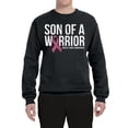thumbnail image 2 of Wild Bobby Son of A Warrior Breast Cancer Ribbon Breast Cancer Awareness Unisex Crewneck Sweatshirt, Black, Small, 2 of 6