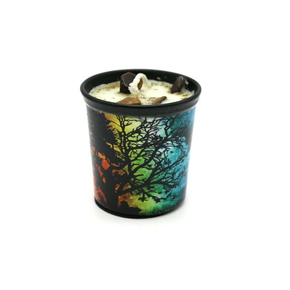 Soul Sticks Mystic Tree Highly Scented Votive Candle 2.3oz with Crystals and Smudge Herbs