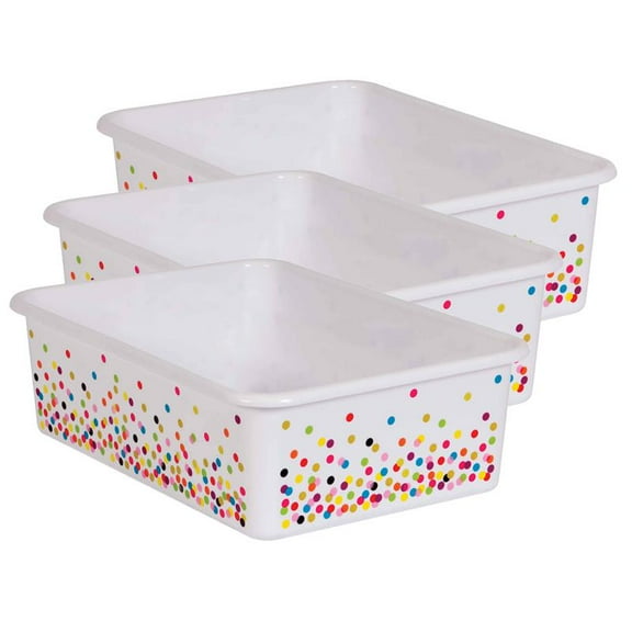 Teacher Created Resources Confetti Large Plastic Storage Bin, Pack of 3